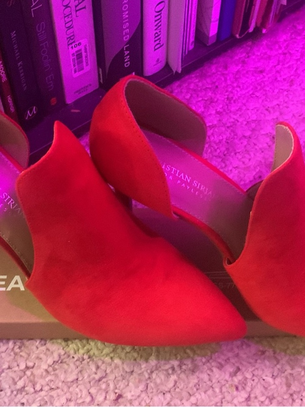 Christian Siriano Red Suede Pointed D'Orsay Mules